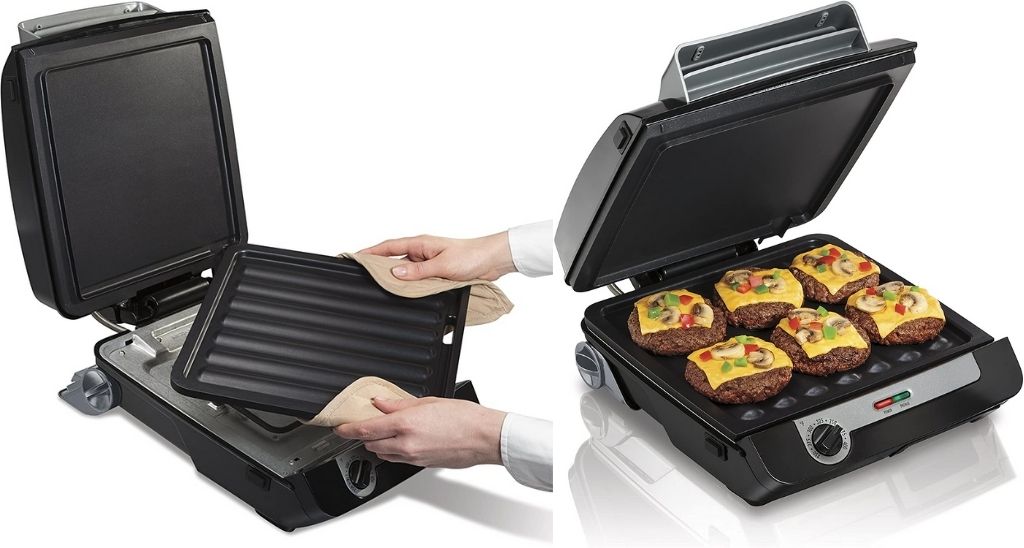 Hamilton Beach 4-in-1 Indoor Grill & Electric Griddle Combo with Bacon Cooker