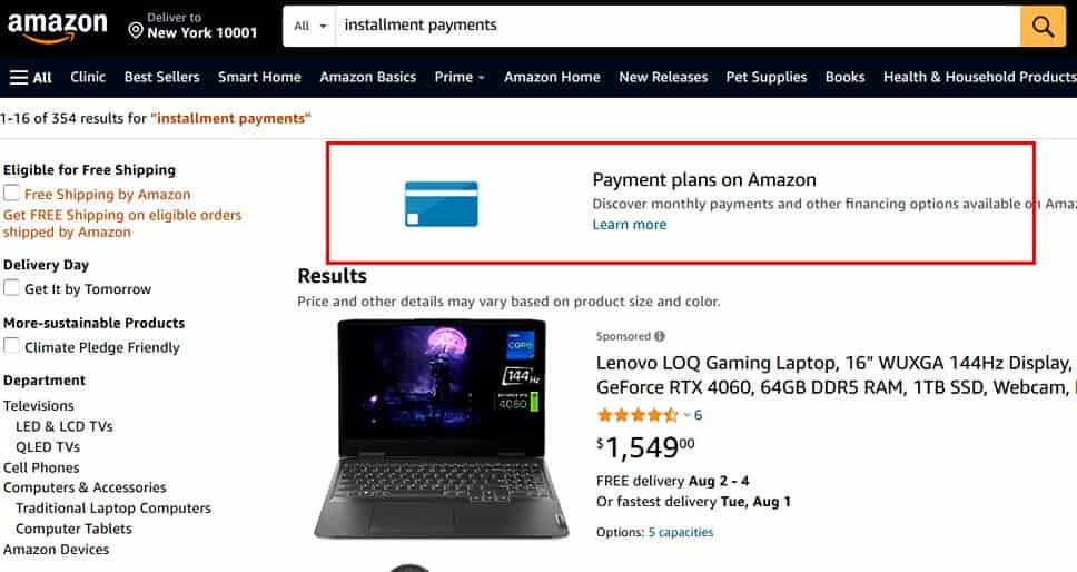 payment plans on amazon