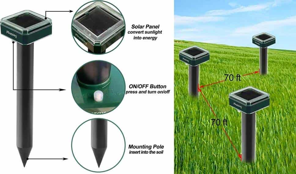 Phosooy Solar Mole Repellent Stakes