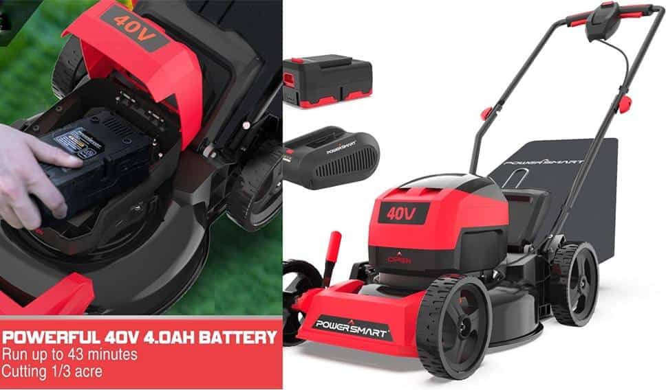 PowerSmart 40V MAX Cordless Lawn Mower Battery Powered with Bag