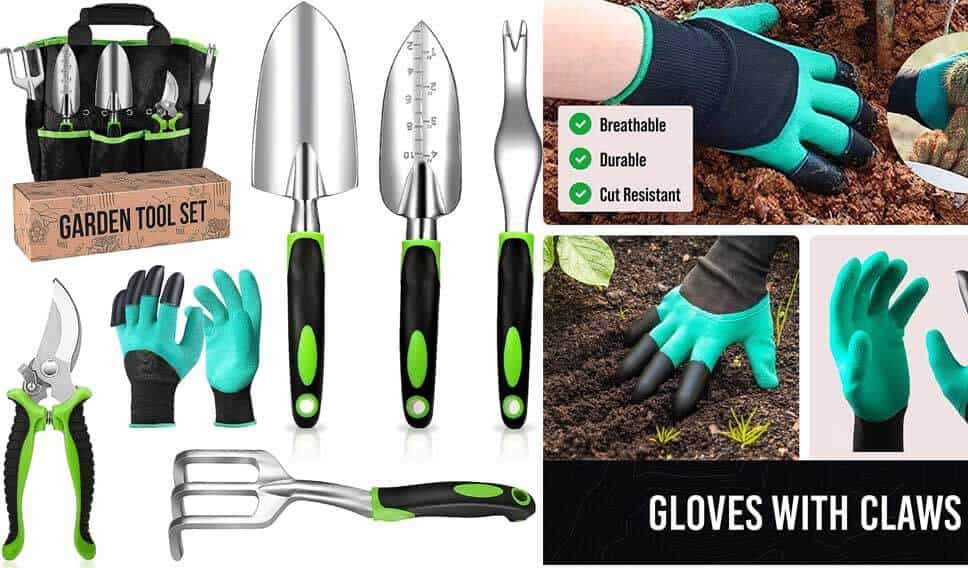 Gardening Tools Set with Bag and Non-Slip Rubber Grip