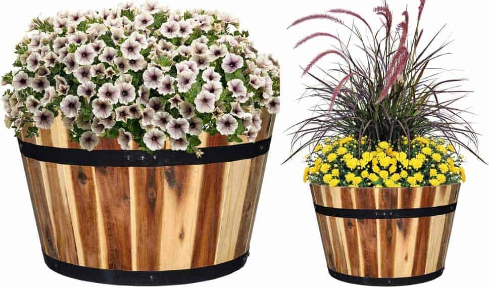 Classic Home & Garden 16" Whiskey Barrel Planter, Acacia