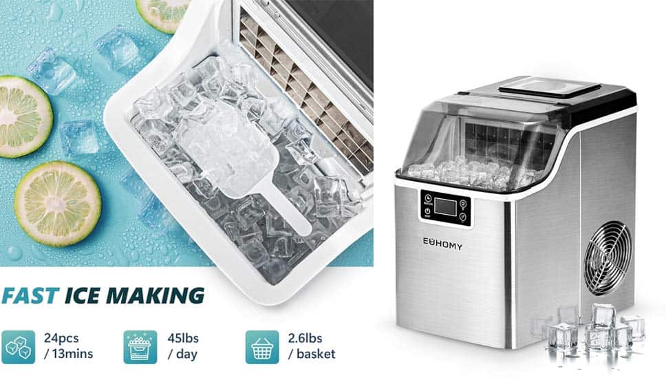 EUHOMY Ice Cube Maker Machine Countertop