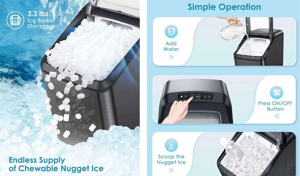 Oraimo Nugget Ice Maker, Ice Makers Countertop