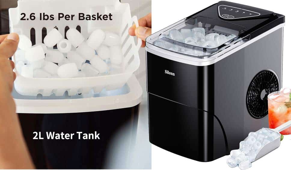 Silonn Ice Makers Countertop, 9 Cubes Ready in 6 Mins