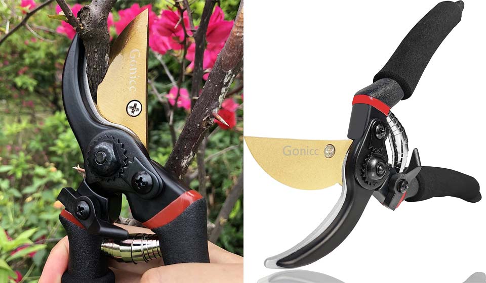 gonicc 8" Professional Premium Titanium Bypass Pruning Shears