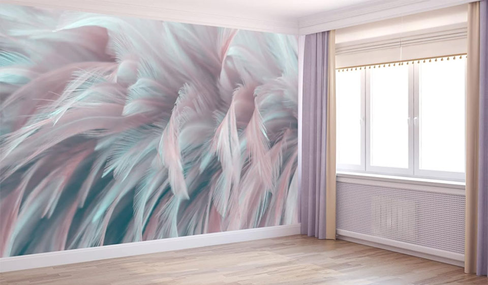 Bormia Colorful 3D Wall Mural Feathers Wallpaper