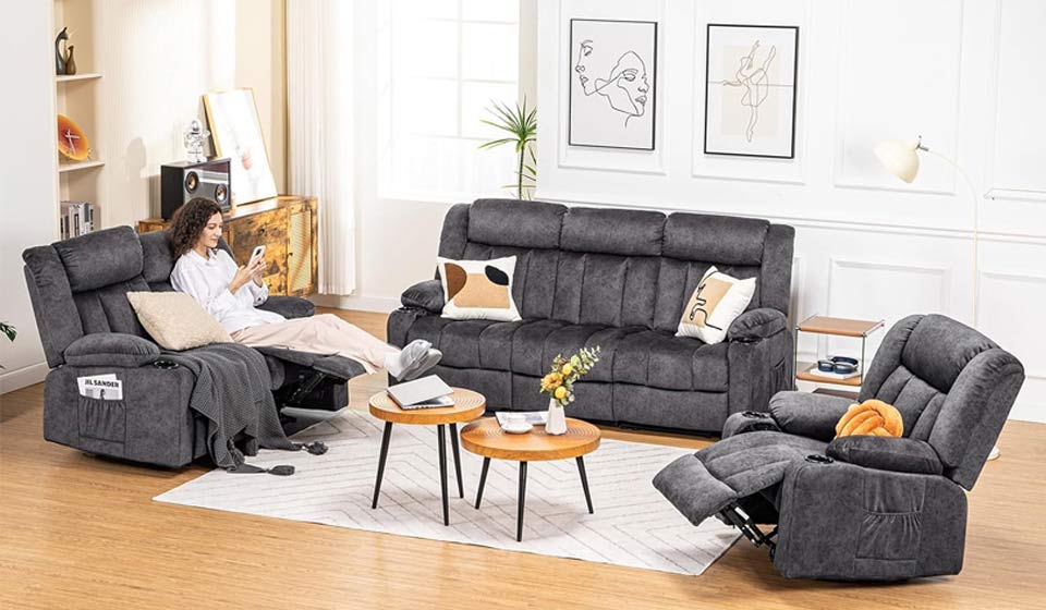 COMHOMA Manual Recliner Chair Set