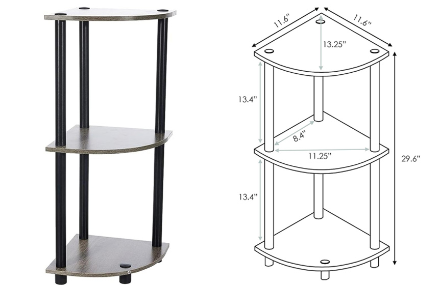 Furinno Turn-N-Tube 3-Tier Corner Display Rack 