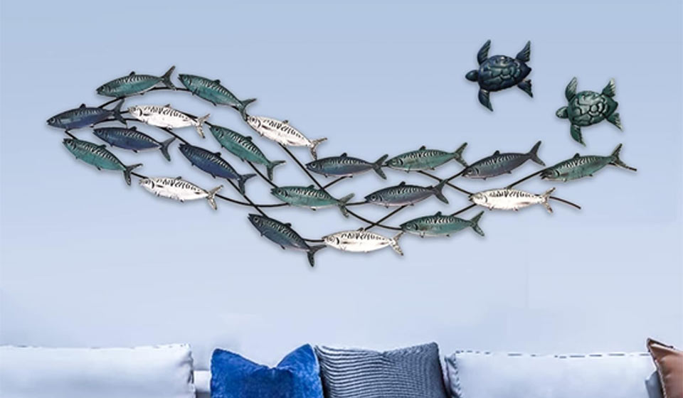 LHZZWTF Coastal Metal Fish Wall Decor