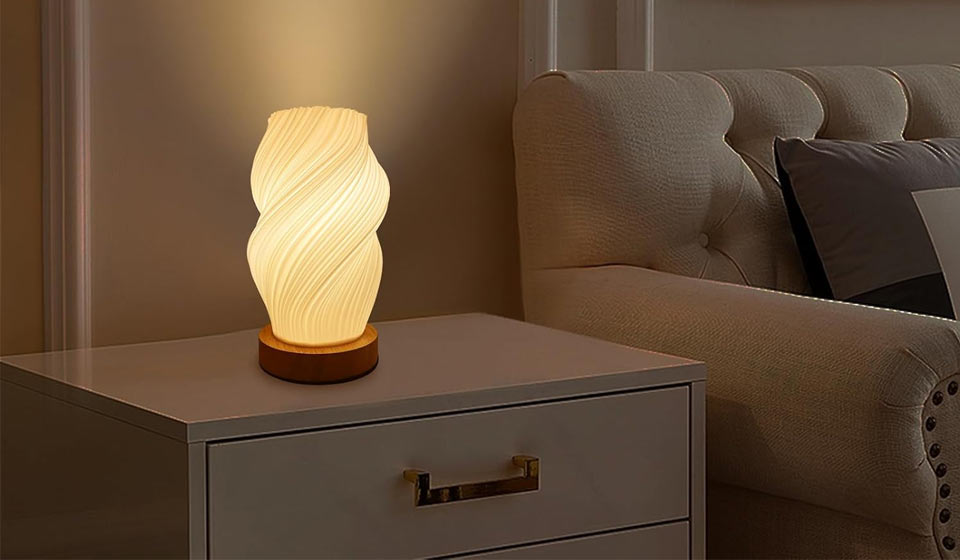 Mugloden Dimmable Bedside Lamp with Woodbase