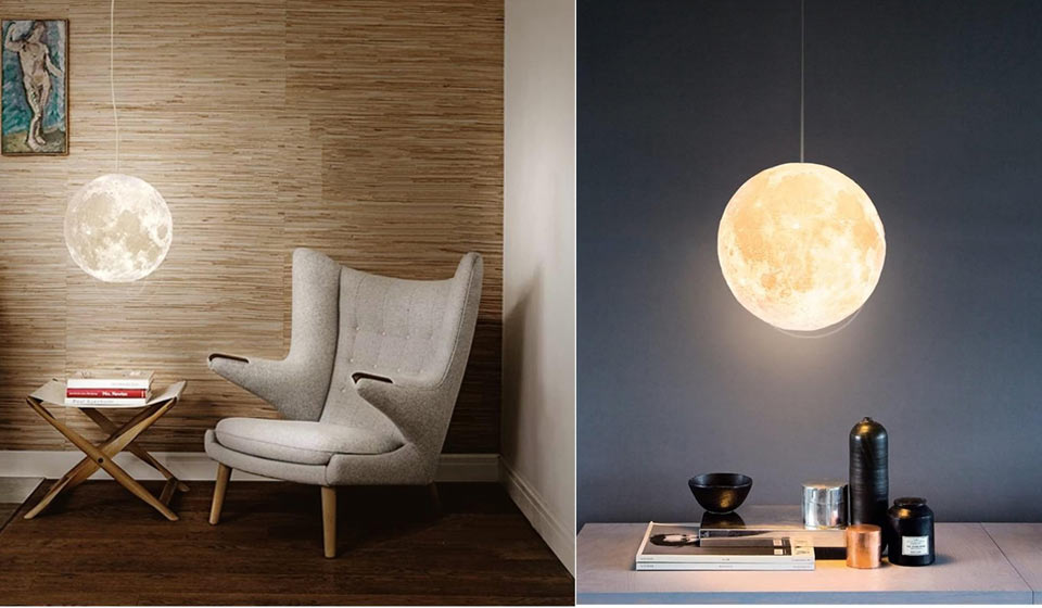 Nordic 3D Printing Moon Pendant Light 