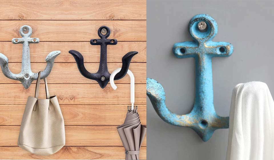 Notakia Vintage Rustic Cast Iron Nautical Anchor Design Wall Hooks