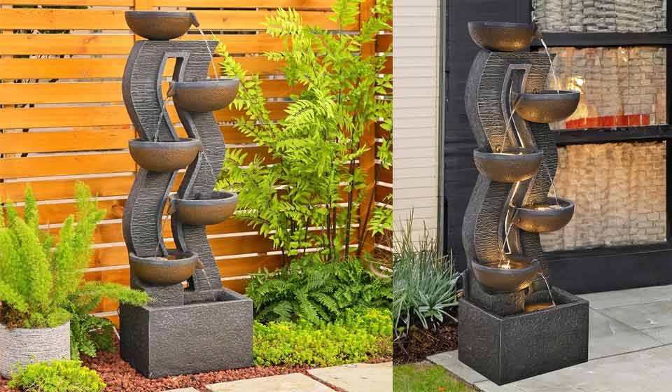 SERBILHOME 6-Tiered Garden Fountains Outdoor