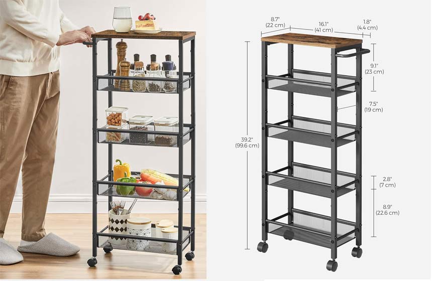 VASAGLE Slim Rolling Cart