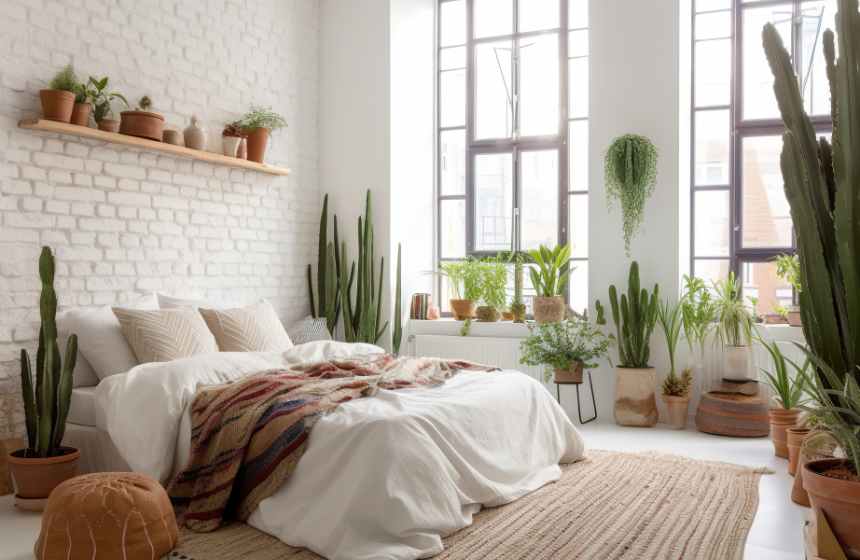 indoor plants in bedroom