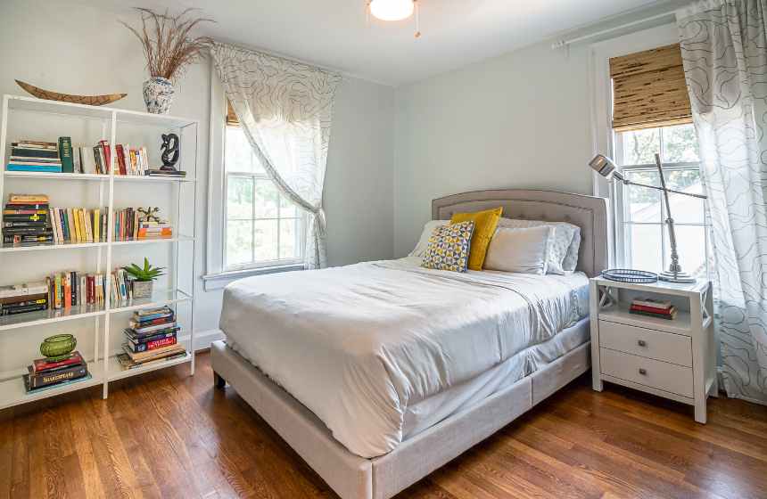 well-organized layout of bedroom