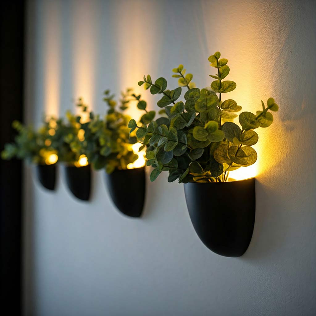 Artificial Eucalyptus with LED Lights Wall Planters