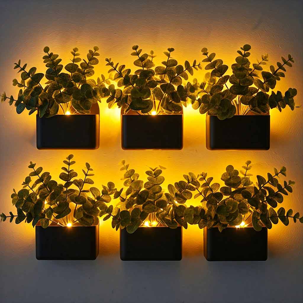 Artificial Eucalyptus with LED Lights Wall Planters