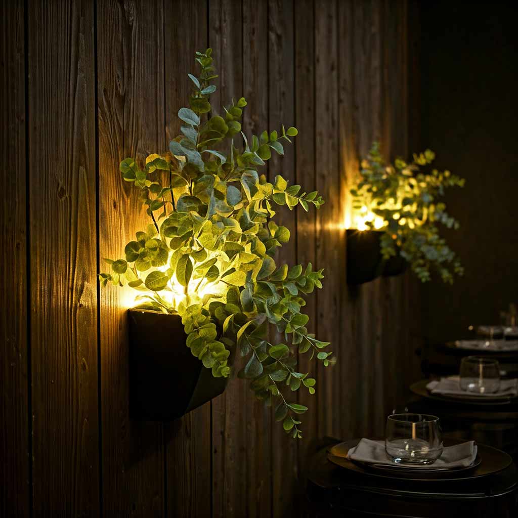 Artificial Eucalyptus with LED Lights Wall Planters