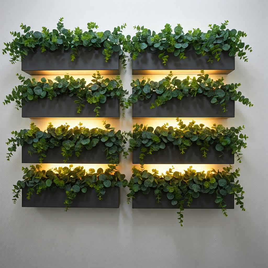 Artificial Eucalyptus with LED Lights Wall Planters